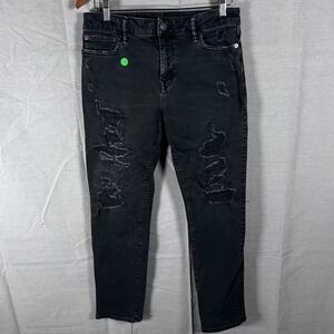 American Eagle Next Level Flex Skinny Jeans Mens 30x30 Black Distressed Ripped